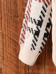 Boys Twist Pattern Sweater Round Neck Long Sleeve Warm Knit Pullover Top