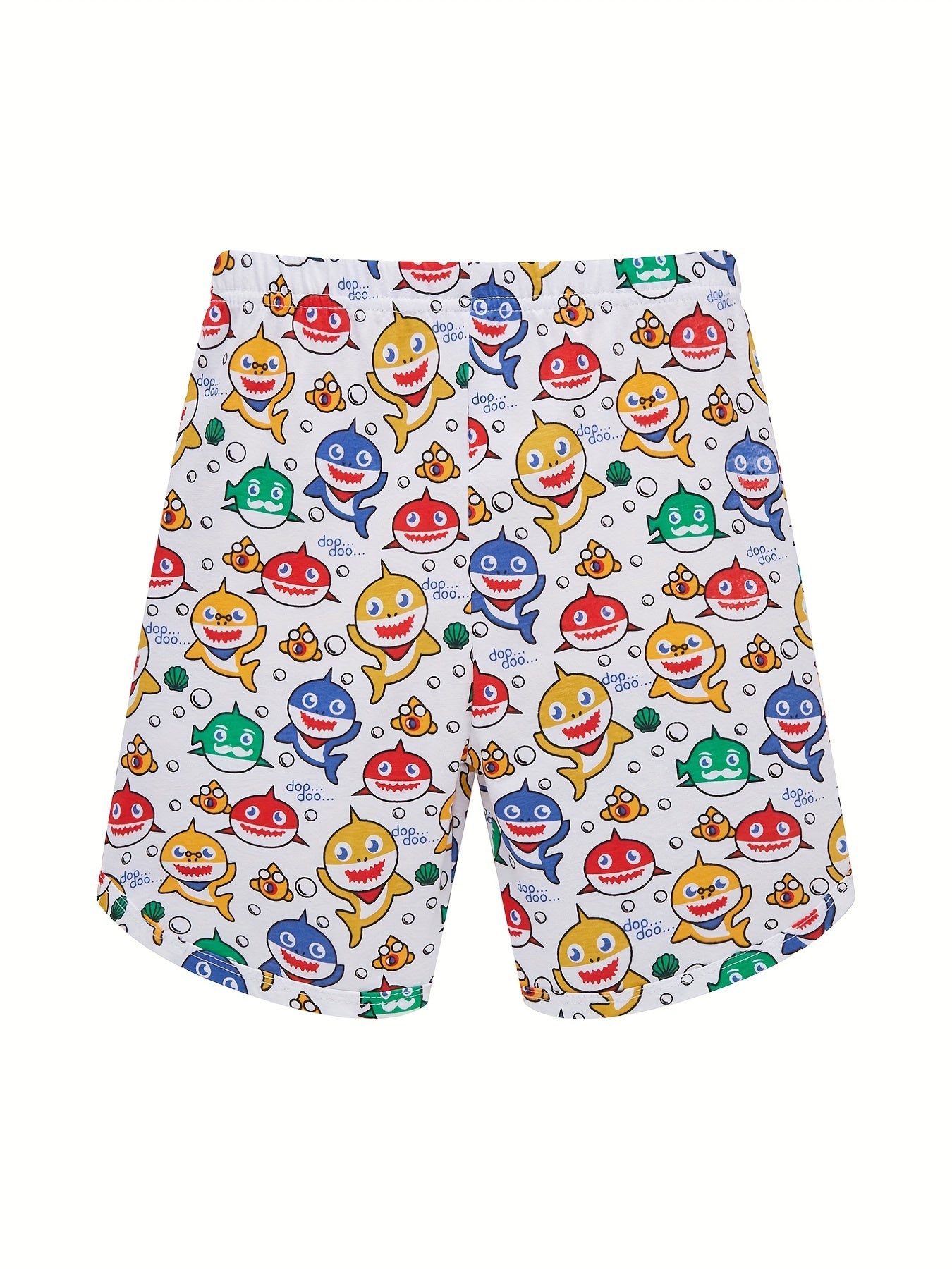 Boys Shark Print Pajamas Set Cotton Short Sleeves Tops & Bottoms