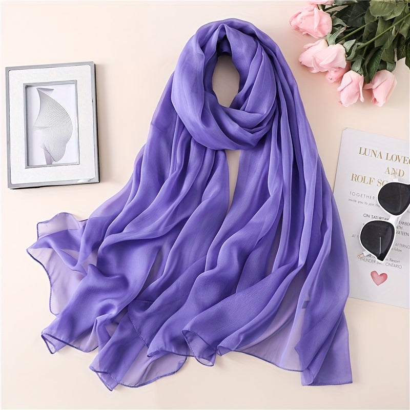 Solid Gauze Scarf Hijab Breathable Thin Shawl Women Casual
