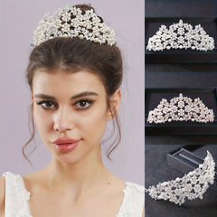 Faux Pearl Rhinestone Crown Hairband Wedding Favor Decorations