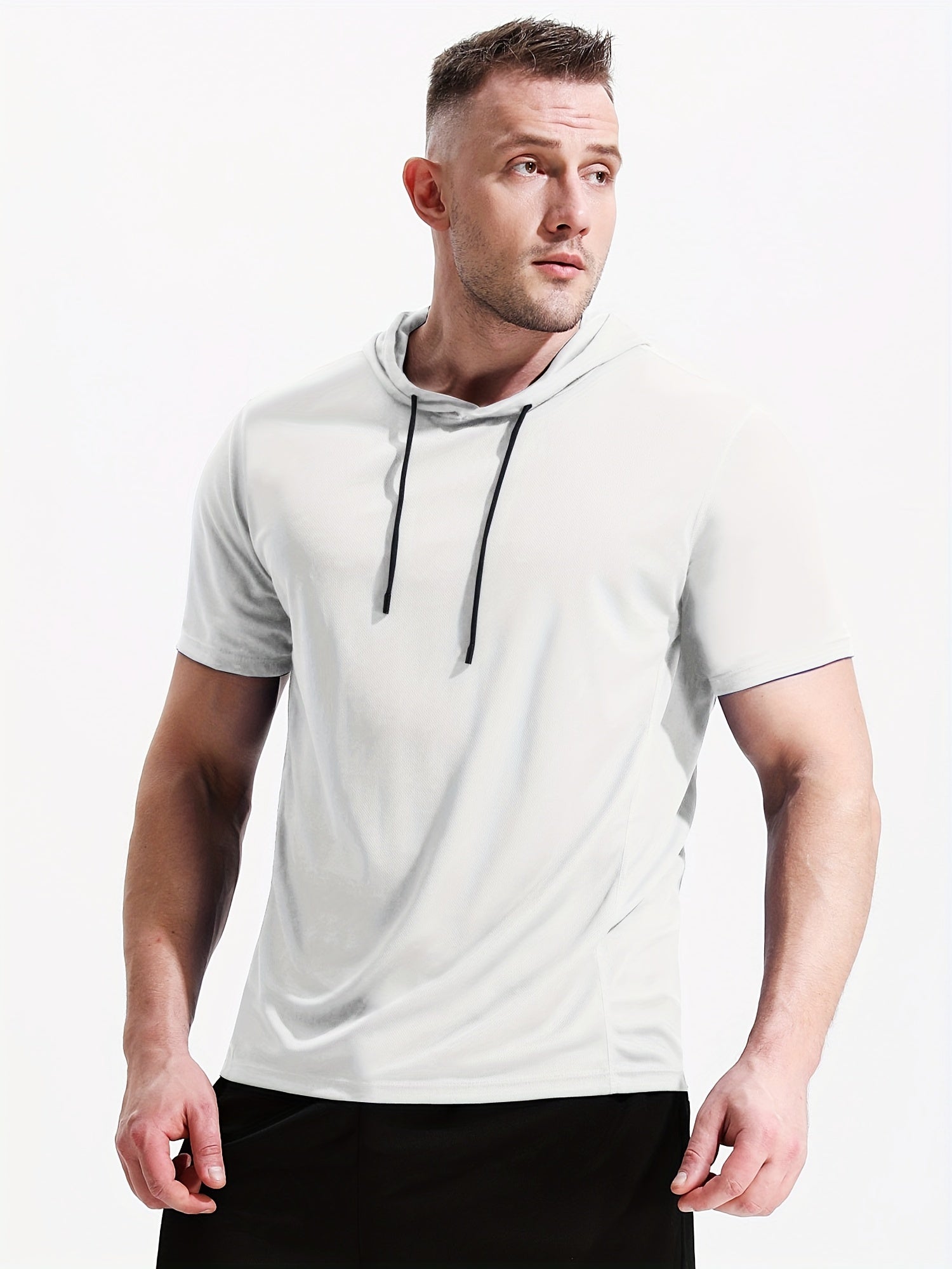 Men's Athletic Quick Dry Hooded T shirt Breathable Top