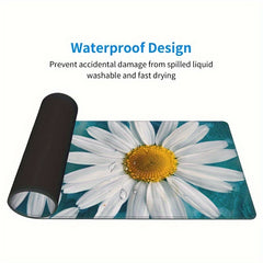 Large Daisies Desk Pad Teal Turquoise Mouse Pad