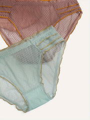 3 Pack Plus Size Panties Set Women's Plus Contrast Ruffle Trim