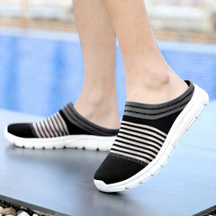Men's Slip on Half Sneakers Open Back Shoes Mules Lightweight