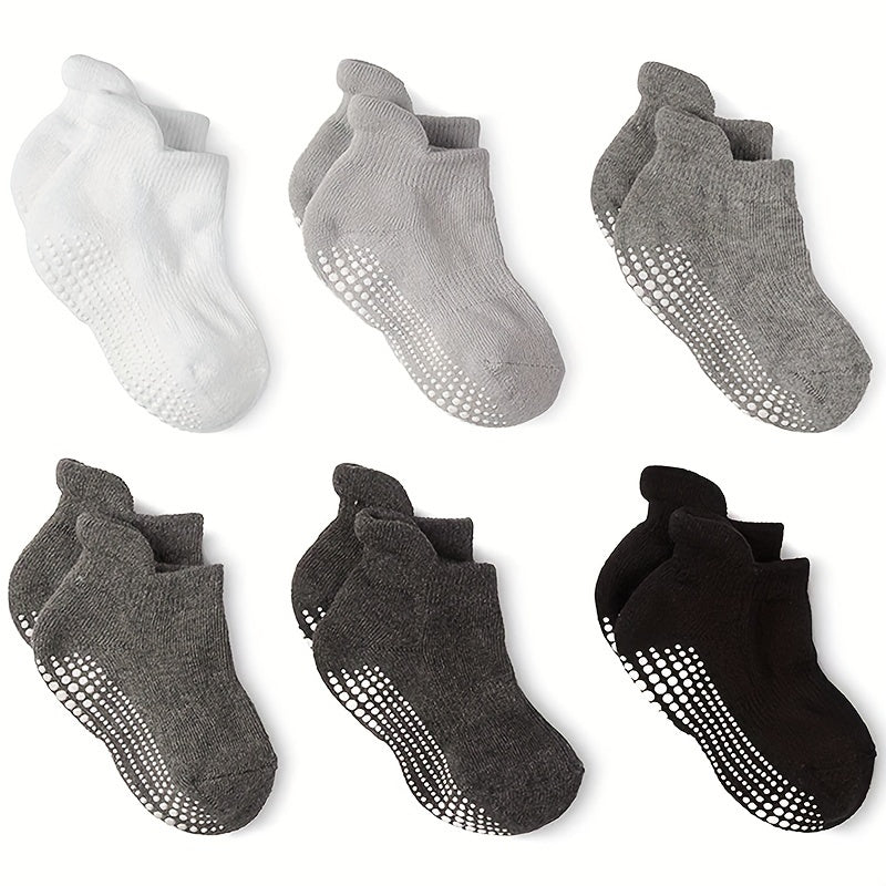 Kids Non-Slip Sports Socks, 6 Pairs, Boys & Girls