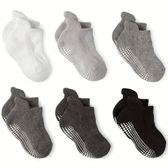 Kids Non-Slip Sports Socks, 6 Pairs, Boys & Girls