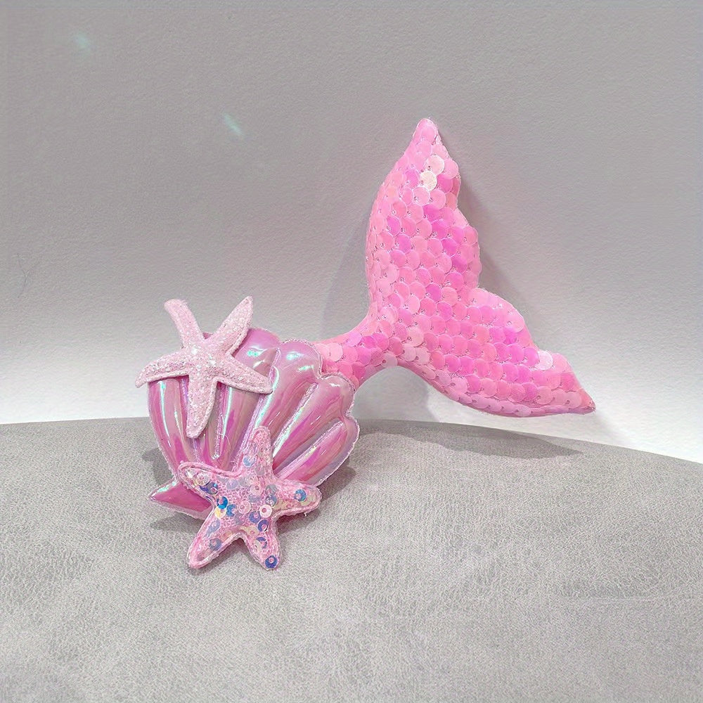 Girls Mermaid Tail Hair Clips Starfish Shell Headwear