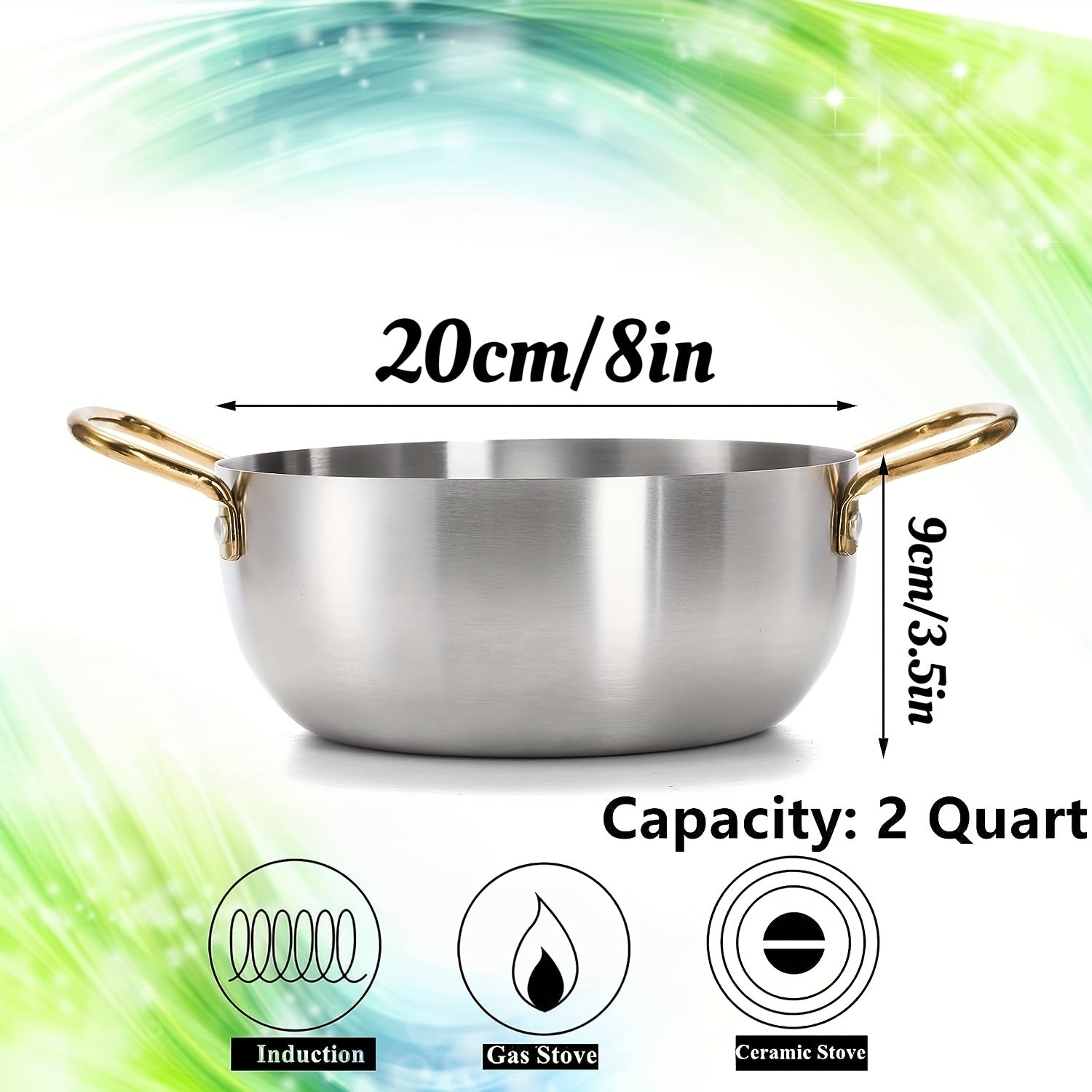 Stainless Steel Ramen Cooking Pot Pasta Stockpot with Double Handle