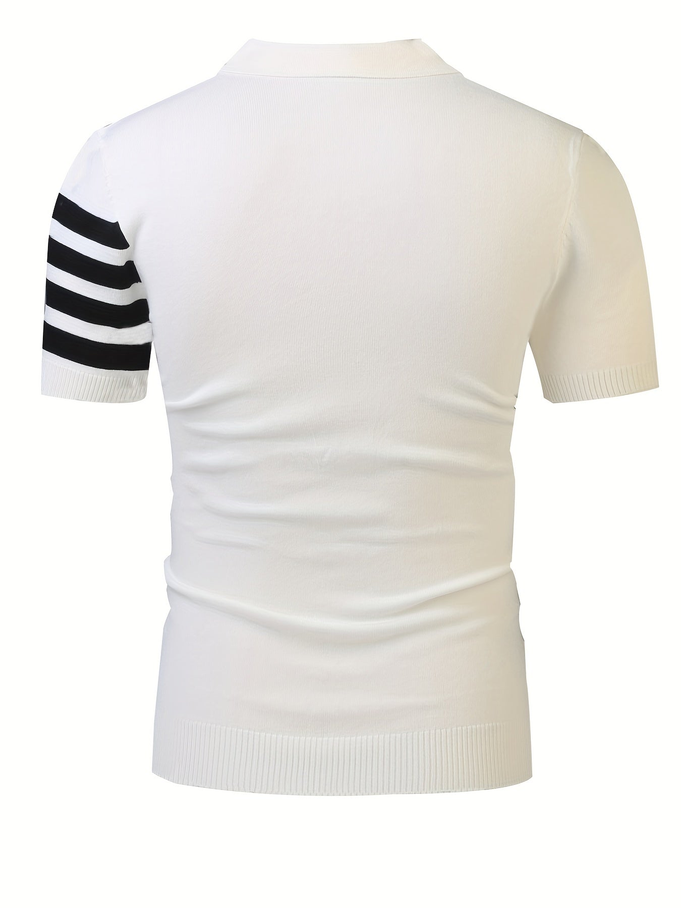 Stripe Breathable Polo Collar Sweater Men's Casual Solid Short Sleeve Sweater