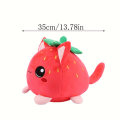 Strawberry Cat Plush Toy Soft Stuffed Animal Red Strawberry Cat Plushie Doll