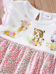 Cute Animal Print Romper for Baby Girls