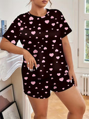 Heart Print Tee & Shorts Set