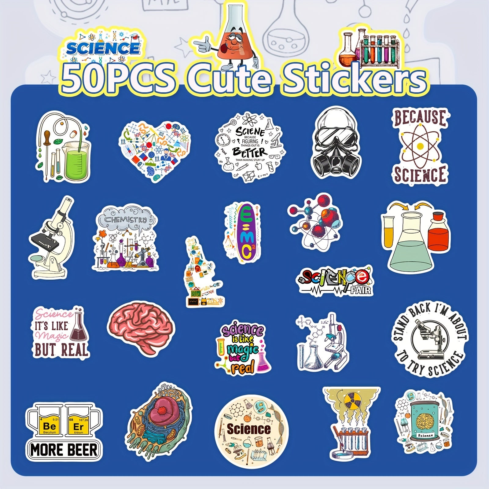 50pcs Science Lab Stickers for Teachers Physics Chemistry Math Experiment