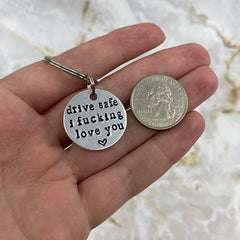 Stainless Steel Drive Safe Keychain Valentine's Gift
