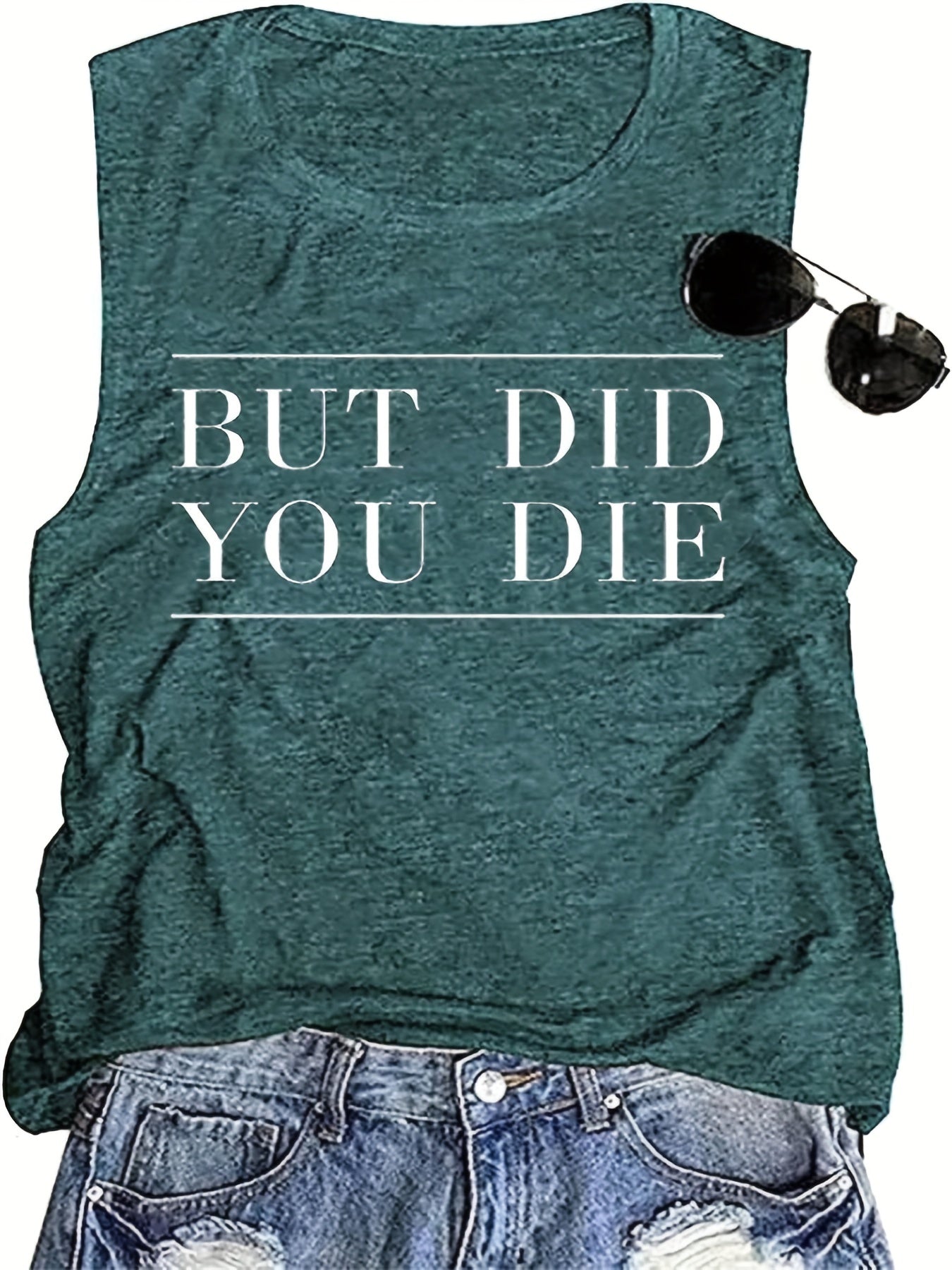 Letter Print Crew Neck Tank Top Sleeveless Casual Summer Top