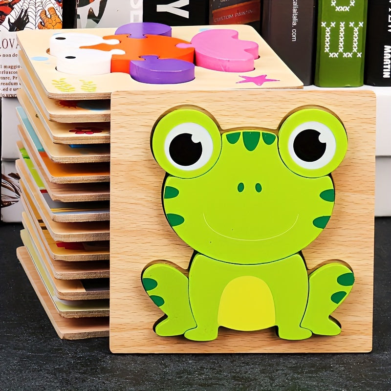 Vibrant Wooden Animal & Vehicle Puzzle Toy