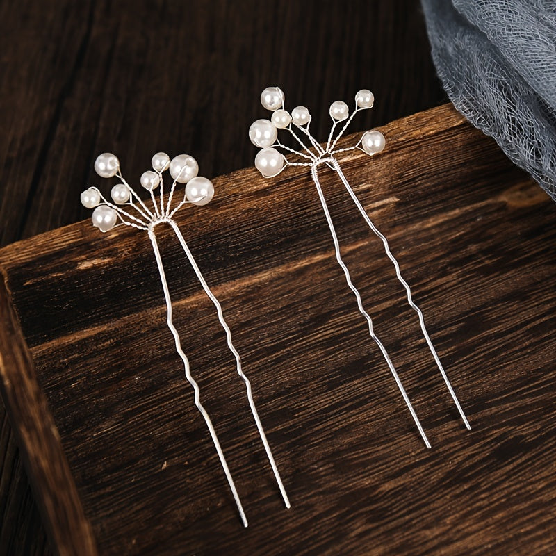 Silvery FauxPearl Bridal Hair Pins Wedding Hairpin
