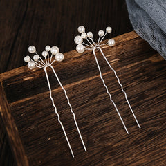 Silvery FauxPearl Bridal Hair Pins Wedding Hairpin