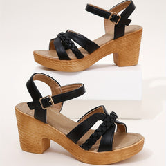 Women's Braided Chunky Heel Sandals