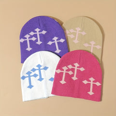 Y2K Multicolor Cross Woolen Stacking Beanie