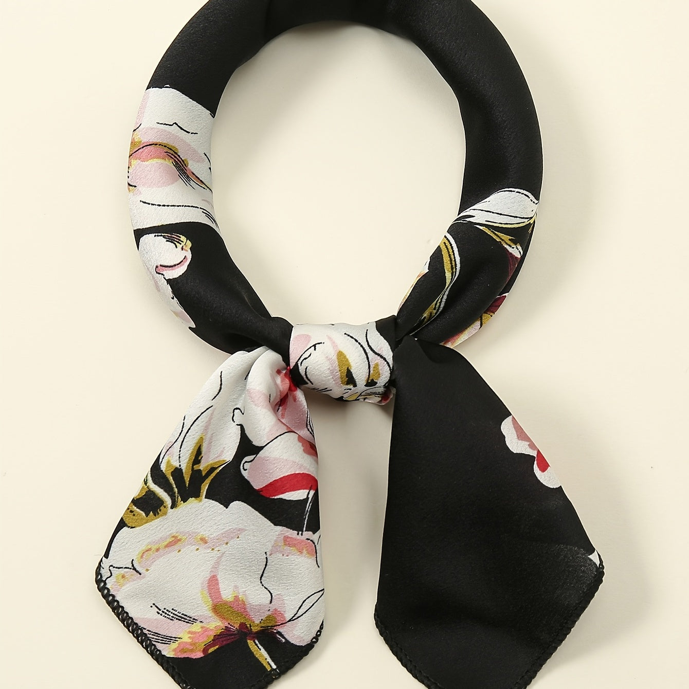 Floral Square Scarf Headwrap Windproof Neck Wrap Hair Accessory