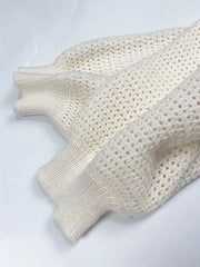 Solid Lantern Sleeve V Neck Sweater