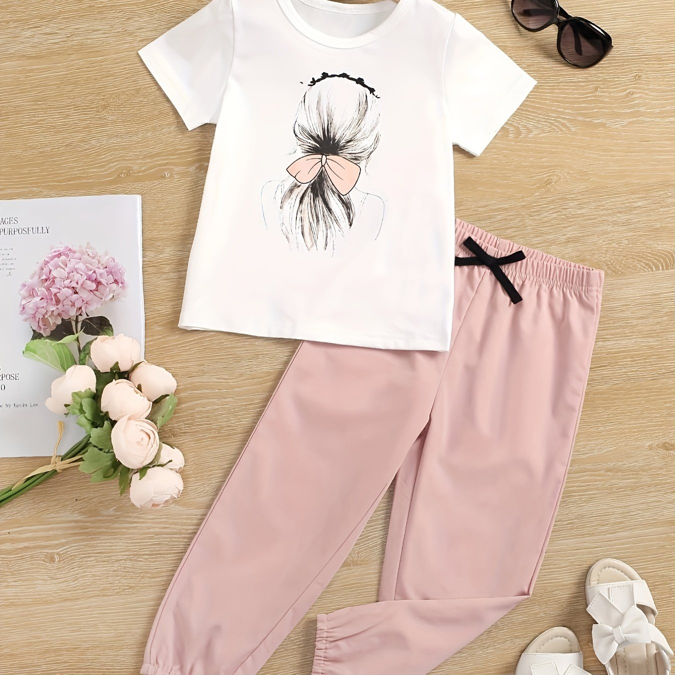 Girls Short sleeve T shirt Casual Trousers Outfit For Summer Kids Clothes