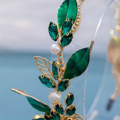 Girls Green Rhinestone Pearl Hair Hoop Dress Accessory