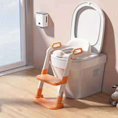 Foldable Potty Training Toilet Seat with Step Stool & Cushion