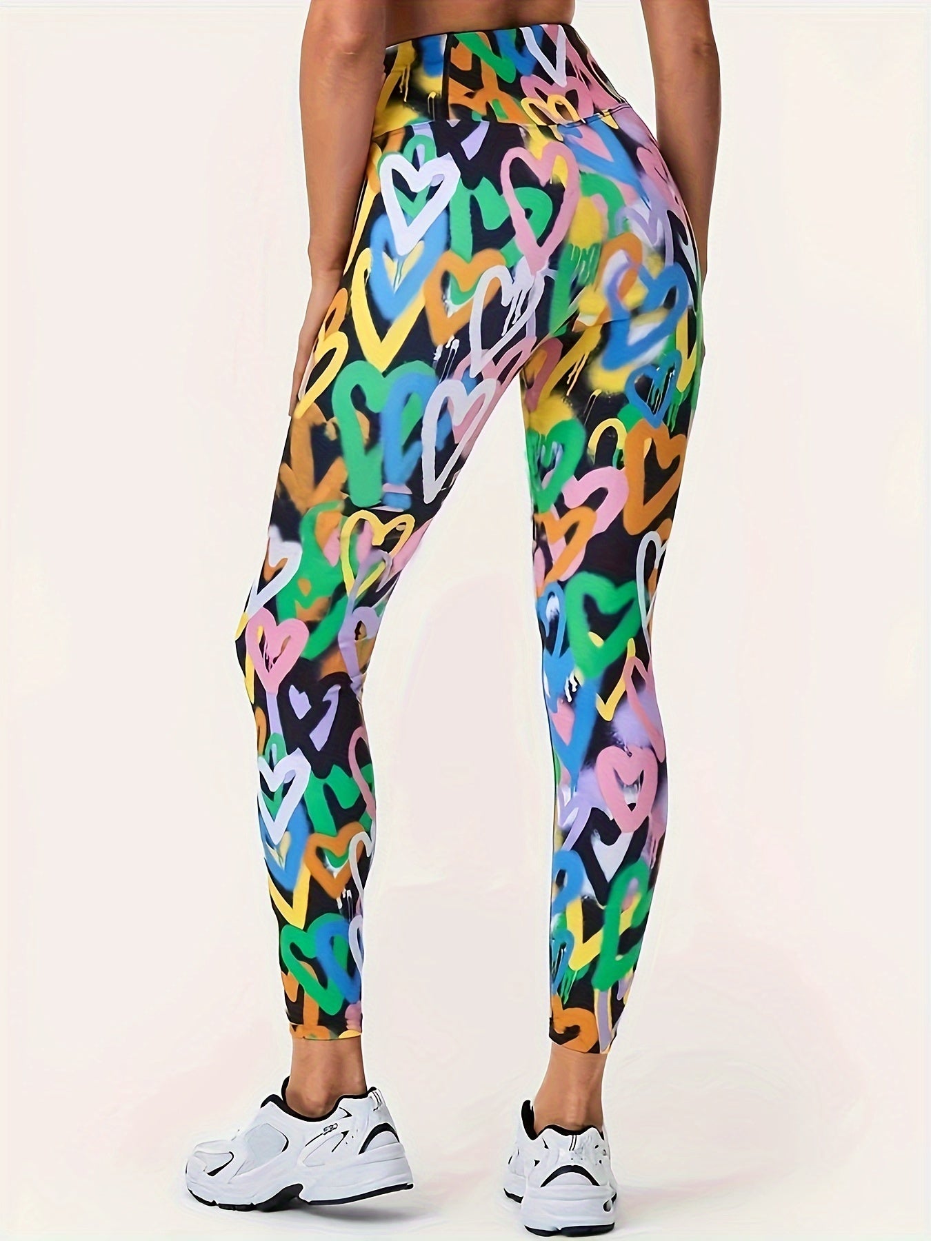Heart Print Yoga Workout Pants Running Fitness Leggings