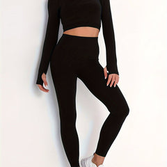 5PCS Seamless Yoga Sets Crop Tee, Racer Back Vest, High Waist Short, Running Leg
