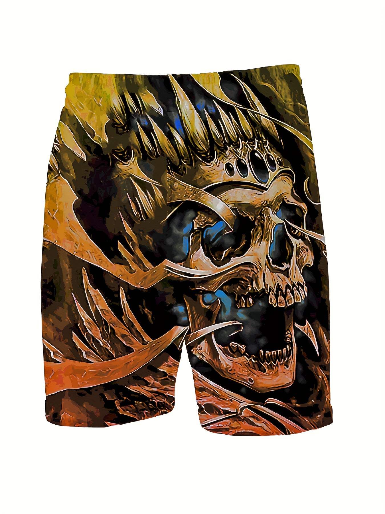 Skull Pattern Comfy Shorts Men's Casual Elastic Waist Drawstring Shorts