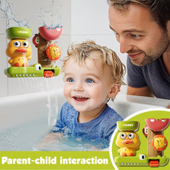 Duck Shaped Lion Water Wheel Baby Bath Toy Set
