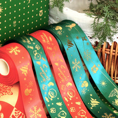 Christmas Ribbons Printed Ribbon Gift Wrapping Decoration