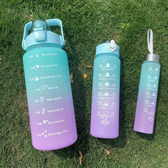 3pc 300 750 2000ml Water Bottle Time Marker Leak Proof Gradient Sports Plastic