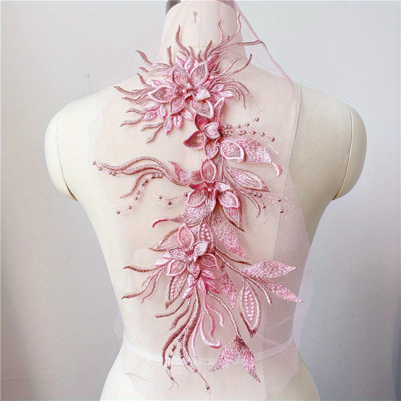 Large Lace Embroidered Applique Dress Flowers Patches Sew On DIY
