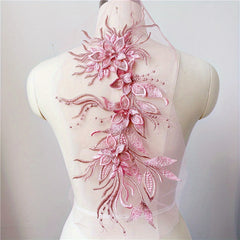 Large Lace Embroidered Applique Dress Flowers Patches Sew On DIY