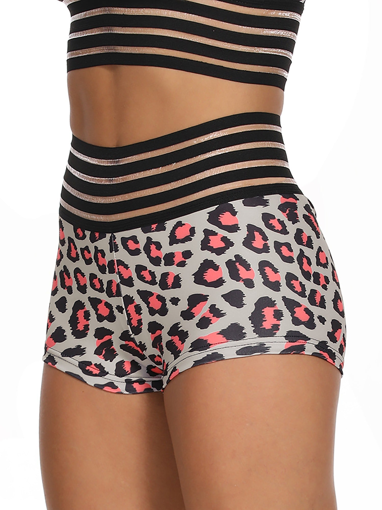 Leopard Print High Waisted Yoga Shorts