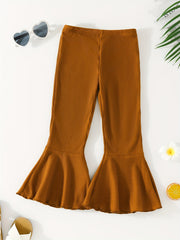 Waffle Knit Bell Bottom Pants for Toddler Girls
