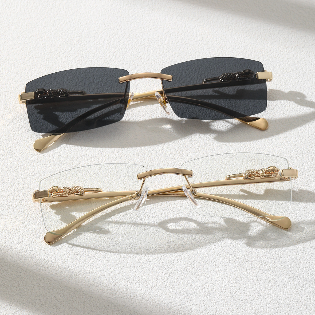 2pcs Metal Rimless Casual Sunglasses for Everyday Wear