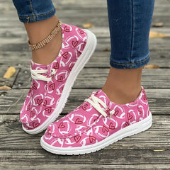 Women's Skateboard Shoes with Rugby Ball Heart Pattern Decoration