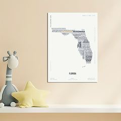Florida State Letter Map Sticker Kids Room Wall Poster