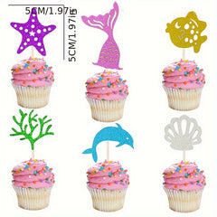 7pcs Mermaid Princess Party Decoration Cake Insert Set