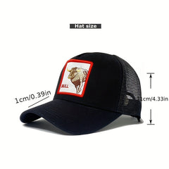 Mesh Embroidery Truck Driver Hat with Bull Embroidery