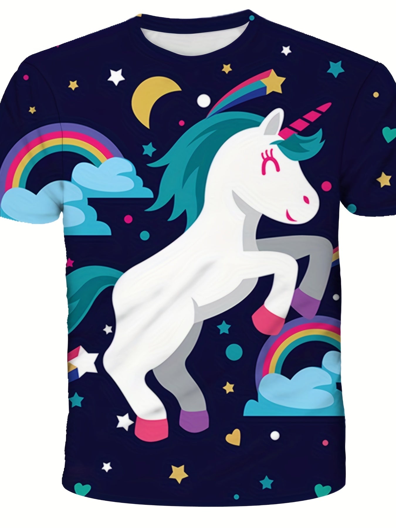 Rainbow Pony 3D Graphic T Shirt for Girls Active Stretchy Tee
