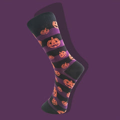 2 Pairs Bat & Pumpkin Print Socks Halloween Mid Tube Socks Women's Stockings