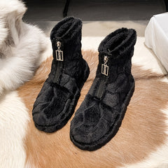 Women's Fuzzy Winter Ankle Boots Warm & Comfy Short Boots