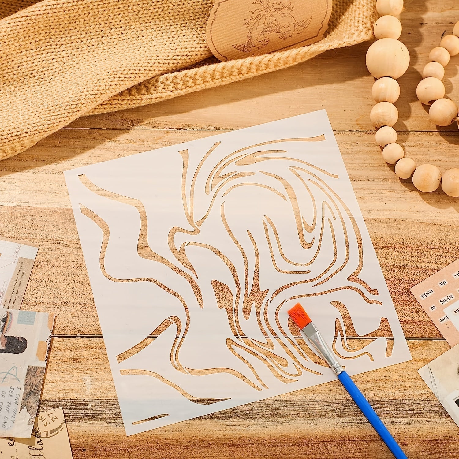 10pcs Wall Texture Stencils 15x15 cm Reusable DIY Mixed Crackle Marble
