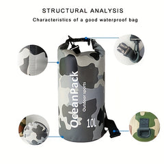 Waterproof Camo Bucket Bag with Shoulder Strap