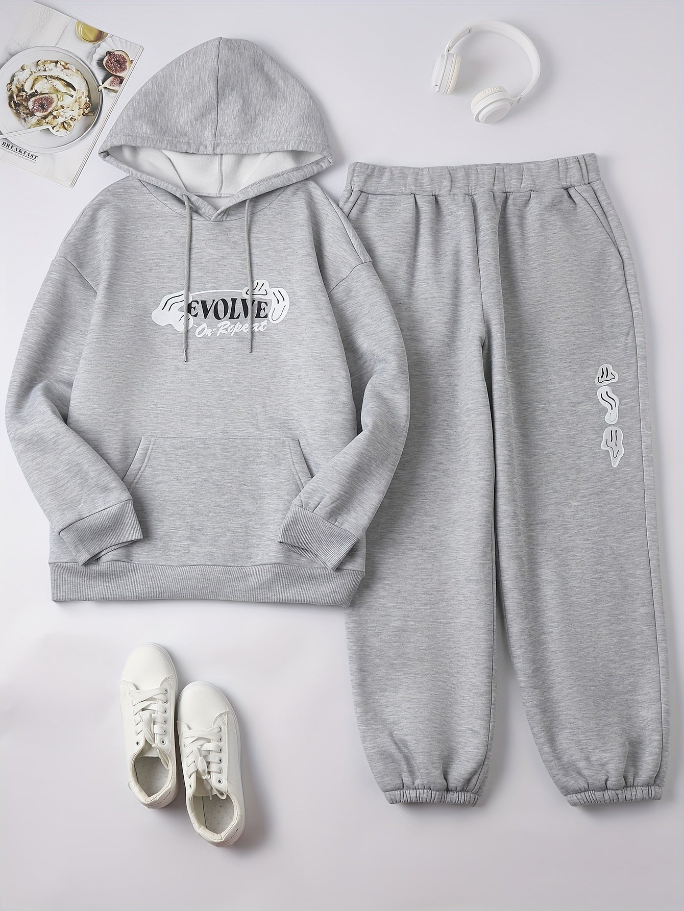 Women's Letter Graphic Hoodie & Joggers 2 Piece Set